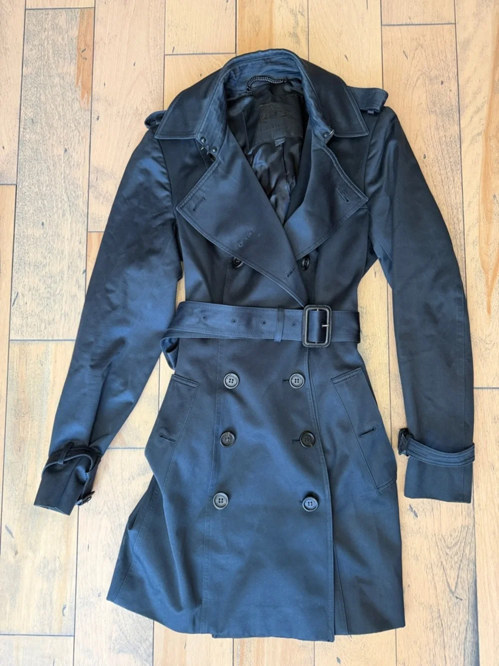 EXCELLENT Burberry Prorsum navy Logo-Lined trench coat jacket size 46 - Picture 7 of 8